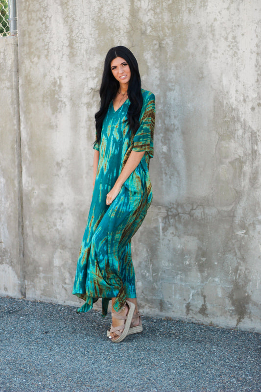 Teal green Kaftan Dress for women